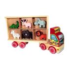Caminhão Zootrans com Animais Brinquedo Educativo Madeira e MDF - Carimbras - 18 meses