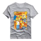 Camisa Básica Estampada Camiseta Maga Curta Blusa Algodão Simpsons Desenho