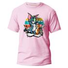 Camisa Básica Estampada Camiseta Maga Curta Blusa Algodão Tom Jerry