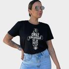 Camisa Blusa Estampada A Cruz Sagrada Católica São Bento Cristã Feminina