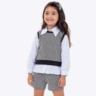 Camisa Bordado na Gola e Conjunto Xadrez Infantil Feminino Vigat 4862