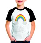 Camisa Branca Personalizada Manga Curta Estampada Arco Iris