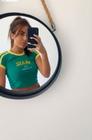 Camisa Brasil Bordada BabyLook Feminina