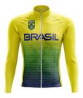 Camisa Brasil Manga Longa Mtb Bicicleta Confortável Ziper