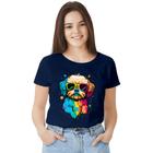 Camisa Camiseta BabyLook Feminina T-shirt 100% Algodão Cachorro Dog Aquarela