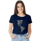 Camisa Camiseta BabyLook Feminina T-shirt 100% Algodão Mapa mundo Países Cidades