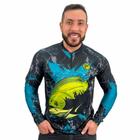 Camisa Camiseta de Pesca Masculina Com Proteção Uv Peixe Tambaqui Blusa Para Pescaria com Zíper Emborrachado