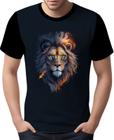 Camisa Camiseta Estampada Leão Rei Fogo Ilustração Moda 2
