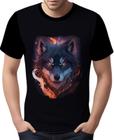 Camisa Camiseta Estampada Lobo Mal Fogo Animais Floresta 2