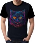 Camisa Camiseta Estampada T-shirt Face Gato Neon Felino 5