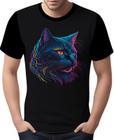 Camisa Camiseta Estampada T-shirt Face Gato Neon Felino 6