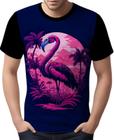 Camisa Camiseta Estampada T-shirt Flamingo Ave Cor Rosa 2