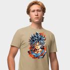 Camisa Camiseta Genuine Grit Masculina Estampada Algodão 30.1 Dragon Ball Z Goku Saiyajin Azul