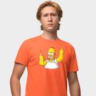 Camisa Camiseta Genuine Grit Masculina Estampada Algodão 30.1 Homer Simpson Dedo do Meio