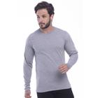 Camisa Camiseta Manga Longa Algodao Masculina Basica Blusa de Frio Inverno