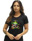 Camisa Camiseta Preta Sapo Hippie Paz E Amor Violão M20