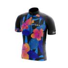 Camisa Ciclismo Fast Flower Preto - Ziper Total