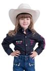 Camisa Competição Feminina Infantil Manga Longa Texas Farm - Cap003/ Inf - Preto/ Rosa Pink