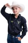 Camisa Competição Masculina Infantil Manga Longa Texas Farm - Cp005/ Inf - Preto/ Amarelo Neon