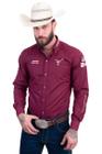 Camisa Competição Masculina Manga Longa - Cp009 - Vermelho Vinho/ Bege - Texas Farm