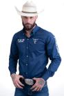 Camisa Competicao Masculina Manga Longa Texas Farm - Cp007 - Azul Marinho/ Bege