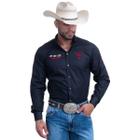 Camisa Competicao Masculina Manga Longa Texas Farm - Cp007 - Preto/ Vermelho