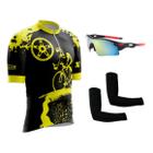 Camisa de Ciclismo Bike C/ Proteção UV + Óculos Esportivo Espelhado + Par de Manguitos - XFreedom