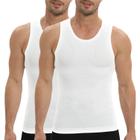 Camisa de compressão PODFAN Gynecomastia masculina 3G, branca, pacote com 2