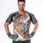 Camisa De Goleiro Poker Sublimax Fractal - Adulto - Preto e Laranja