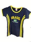 Camisa Do Brasil Bordada BabyLook Curta Feminina