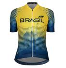 Camisa Feminina Ciclismo Bike Asw Brasil Cbc Azul Amarelo