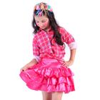 Camisa Feminina Infantil Festa Junina Flanelada Xadrez Rosa do 2 ao 16