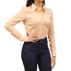 Camisa Feminina Manga Longa Xadrez Laranja Classic 34469