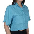 Camisa Feminina Milani MC Cropped Azul Turquesa - 33423