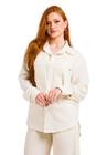 Camisa Feminina Oversized De Linho Natural Despojada Social