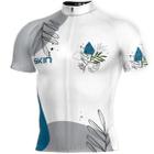 Camisa Feminina Skin Sport Floral - Branco/Azul