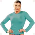 Camisa Feminina Térmica Proteção Solar Adulta Blusa Manga Longa Comprida Segunda Pele Frio Calor Gola Redonda Natação Malha Fria Compressão Uv 50+