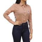 Camisa Feminina Xadrez Laranja Manga Longa Austin 36698