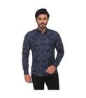 Camisa Fit Zaiko Estampada Floral Manga Longa Masculina - Marinho G