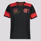 Camisa Flamengo Zico Retrô Infantil Preta e Vermelha