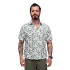 Camisa Flores Jovem Manga Curta Masculina Algodão