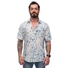 Camisa Flores Manga Curta Masculina Viscose Conforto Leve