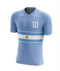 Camisa Futebol Infantil Juvenil Argentina 10 Masculina Camiseta Dry Fit Uv