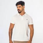 Camisa Gola Polo Masculina Linho Piquet Premium Off White