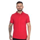 Camisa Gola Polo Masculina Piquet Lisa Com Bolso Manga Curta