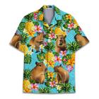 Camisa havaiana AcePrints Funny Pineapple Capybara para homens