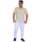 Camisa Hering Masculina Slim Linho Bege Manga Curta Botões K48R1HSI Original