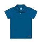 Camisa Infantil Camiseta Gola Polo Blusa Em Algodão Manga Curta Básica Casual Azul