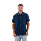 Camisa Jeans Masculina M/C Slim com Bolso