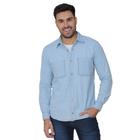 Camisa Jeans Masculina Manga Longa Casual Básica